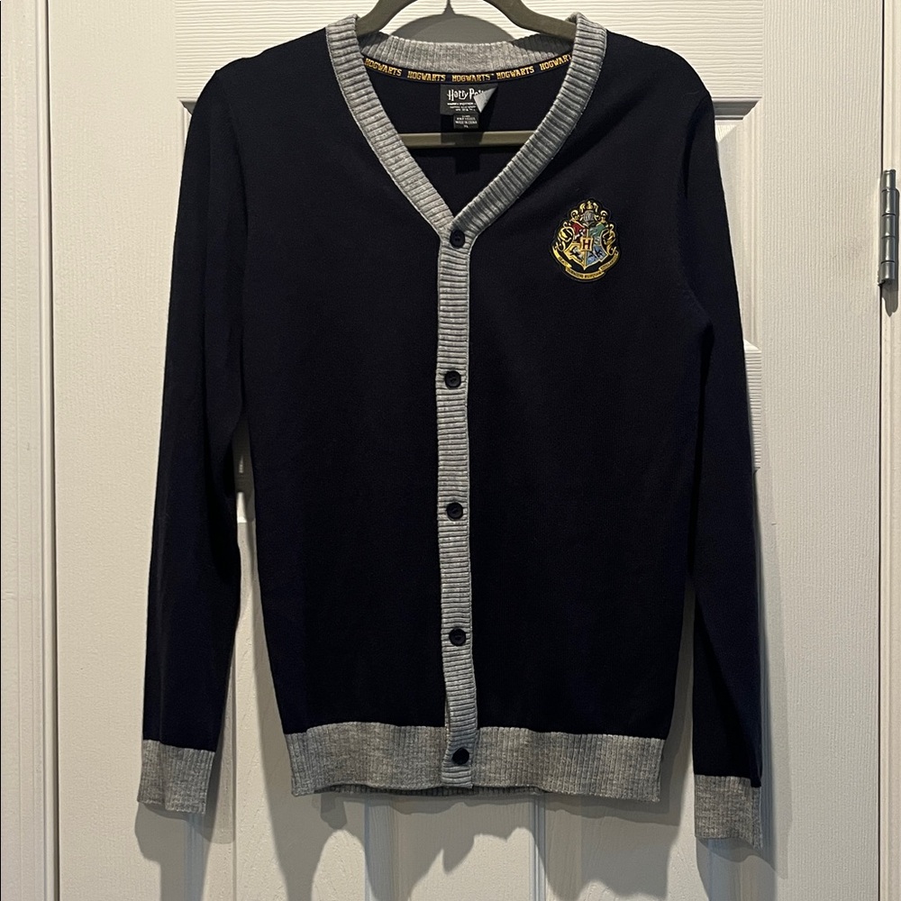 Girls/Womens Navy and Gray Harry Potter hogwarts cardigan XL